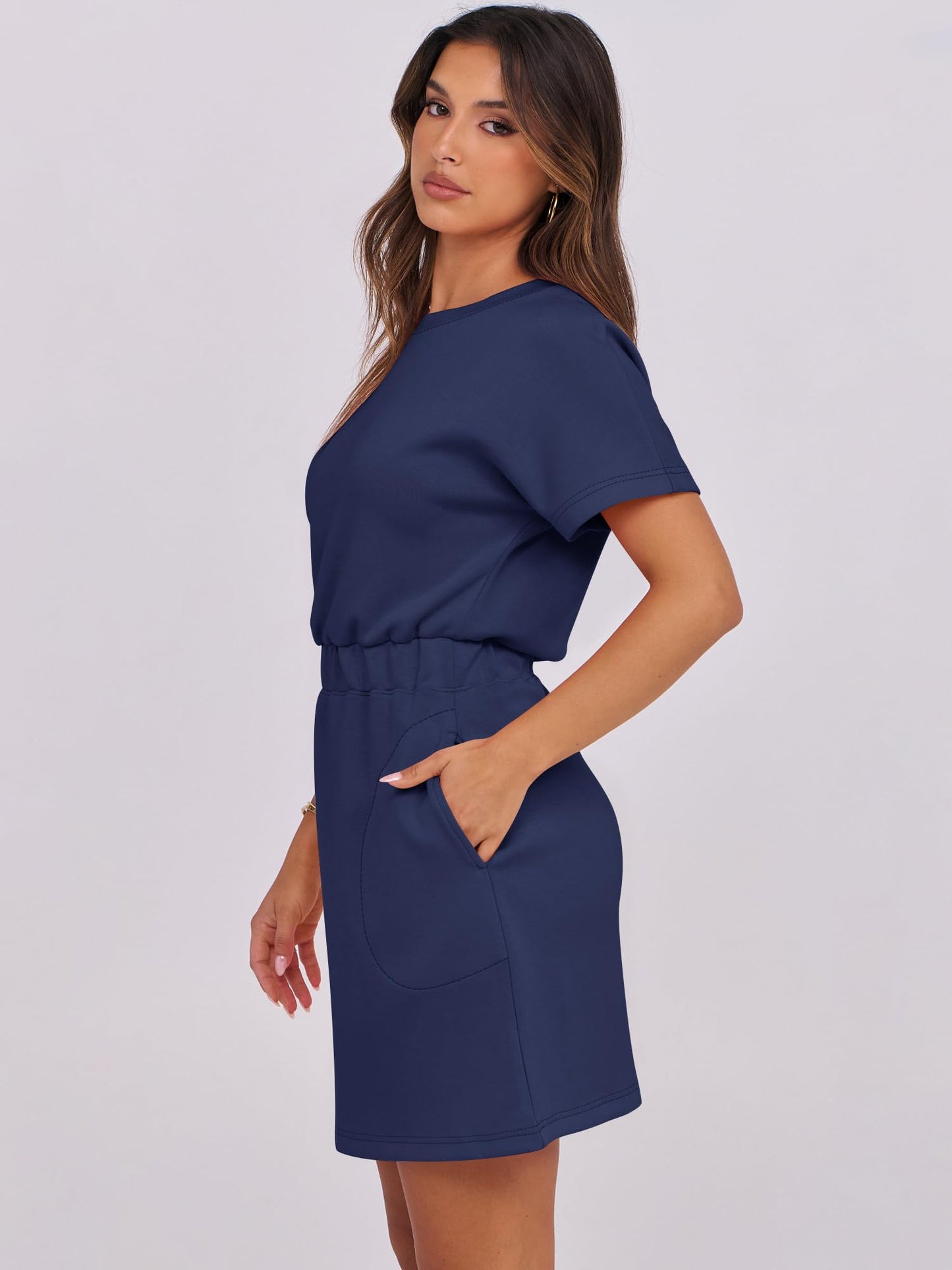 Womens Dresses 2026 Summer Casual Short Sleeve Crew Neck