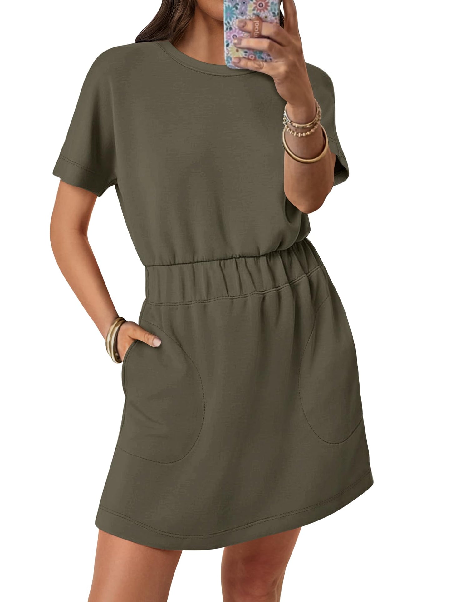 Womens Dresses 2026 Summer Casual Short Sleeve Crew Neck