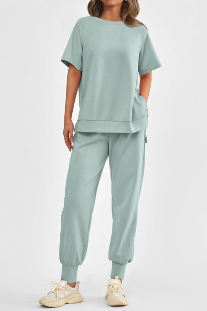 ✨Women's  2 Piece Outfit Tracksuits Casual Tops High Waisted Sweatpants Set