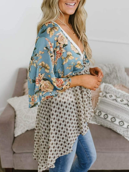 ⏰Hot Sale-Women's Floral Kimono Ruffle Sleeve Tie Cardigans Flowy Boho Loose Cover Ups