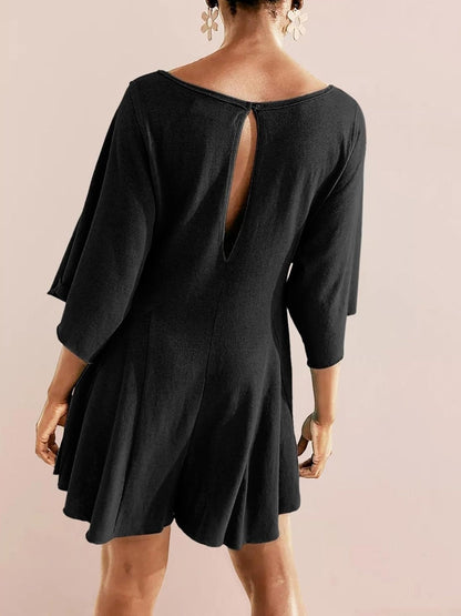 ⏰Hot Sale-Women's Short Sleeve Loose Ruffled Short Romper Dress with Pocket