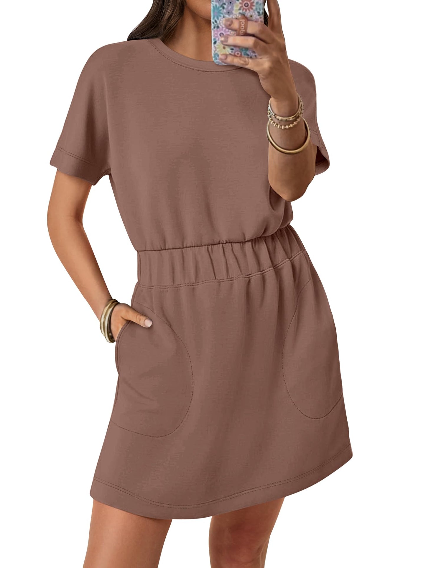 Womens Dresses 2026 Summer Casual Short Sleeve Crew Neck