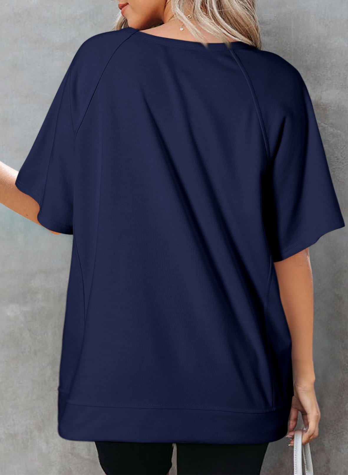 Women's Oversized Round Neck High-Low Hem Short Sleeve Top