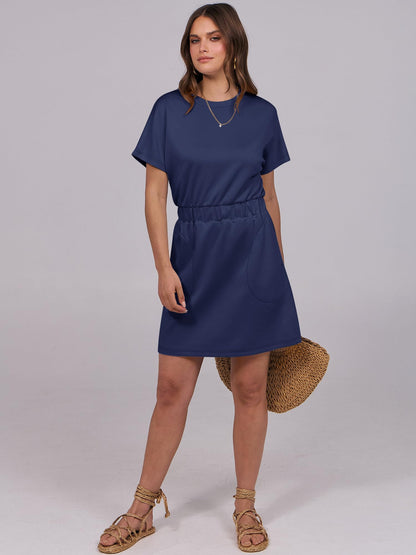 Womens Dresses 2026 Summer Casual Short Sleeve Crew Neck