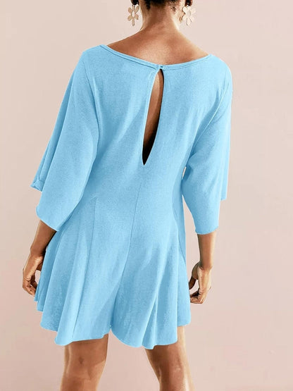 ⏰Hot Sale-Women's Short Sleeve Loose Ruffled Short Romper Dress with Pocket