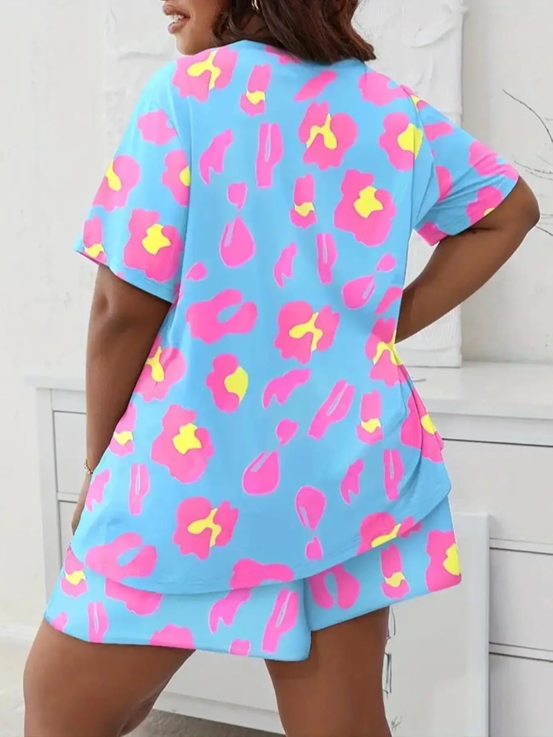 ✨Women's Summer Plus Size All Over Print Loose Pajama Set