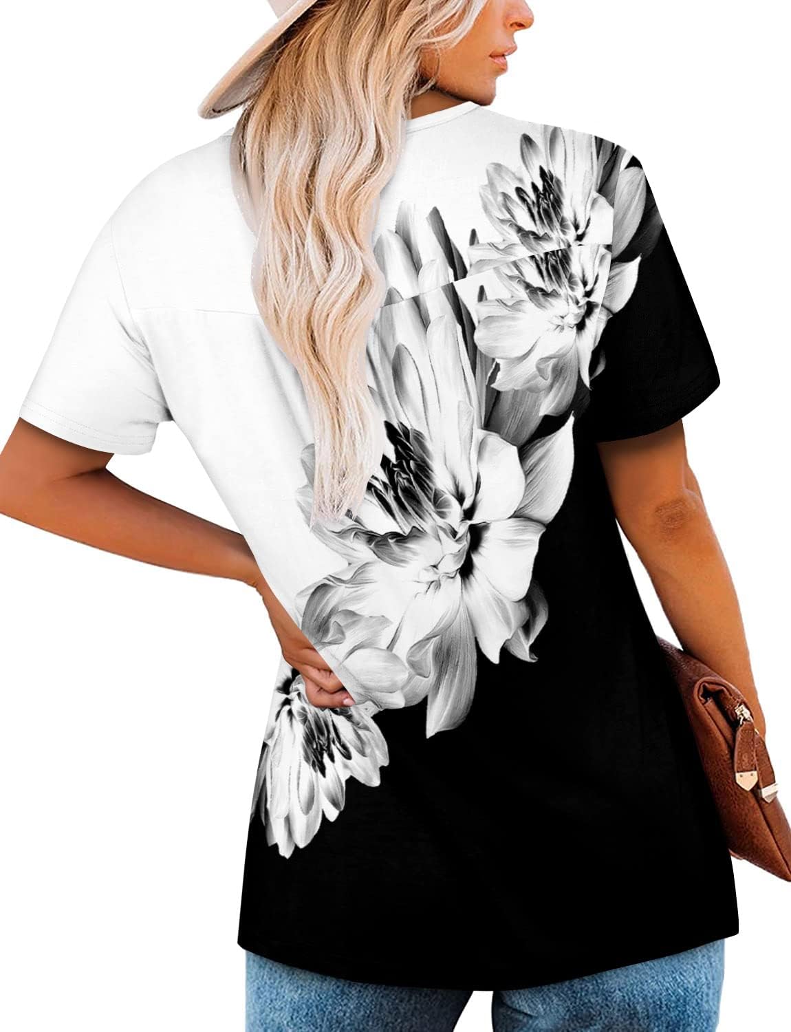 ⏰Hot Sale-Women's Summer Printed Pleated Crew Neck Tee