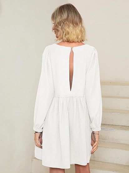 2024 🔥 Womens Flowy Summer Puff Sleeve Dress