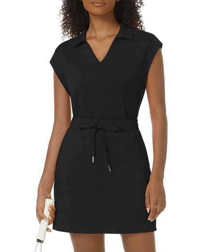 ✨Women's Casual Sports Cap Sleeve Lapel Shirt Skirt Two-Piece Set