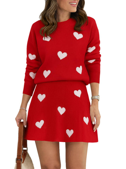 ⏰Hot Sale-Women's Skirt 2 Piece Long Sleeve Crewneck Sweaters