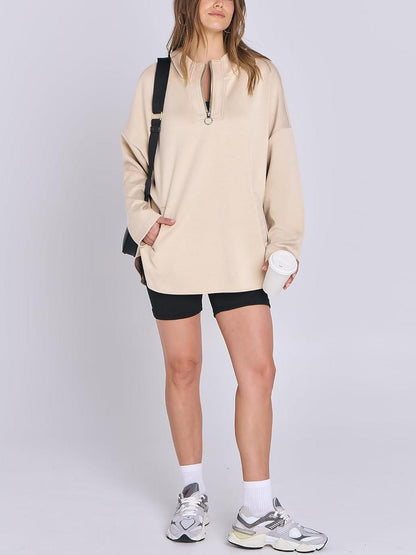 ✨Women's Oversized Quarter Zip Tunic Hoodie (Buy 2 Free Shipping)