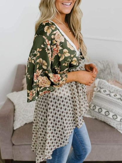 ⏰Hot Sale-Women's Floral Kimono Ruffle Sleeve Tie Cardigans Flowy Boho Loose Cover Ups