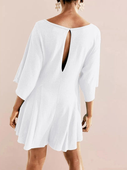 ⏰Hot Sale-Women's Short Sleeve Loose Ruffled Short Romper Dress with Pocket