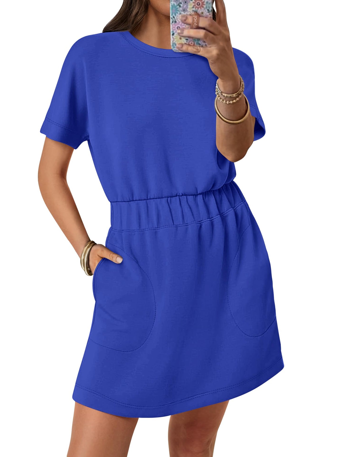 Womens Dresses 2026 Summer Casual Short Sleeve Crew Neck