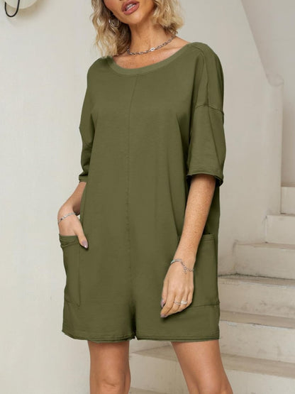2024 Oversized Vibrant Relaxed Backless Tee Romper (Buy 2 Free Shipping)