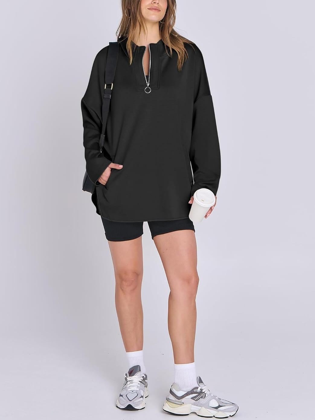 ✨Women's Oversized Quarter Zip Tunic Hoodie (Buy 2 Free Shipping)