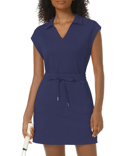 ✨Women's Casual Sports Cap Sleeve Lapel Shirt Skirt Two-Piece Set