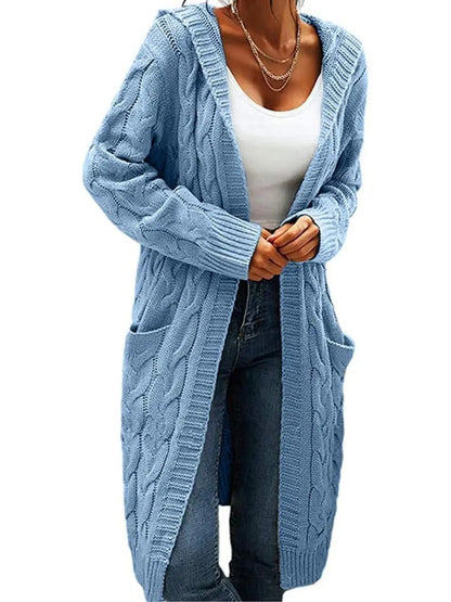 Hooded Cable‑Knit Long Cardigan | Elevated Relaxed Silhouette