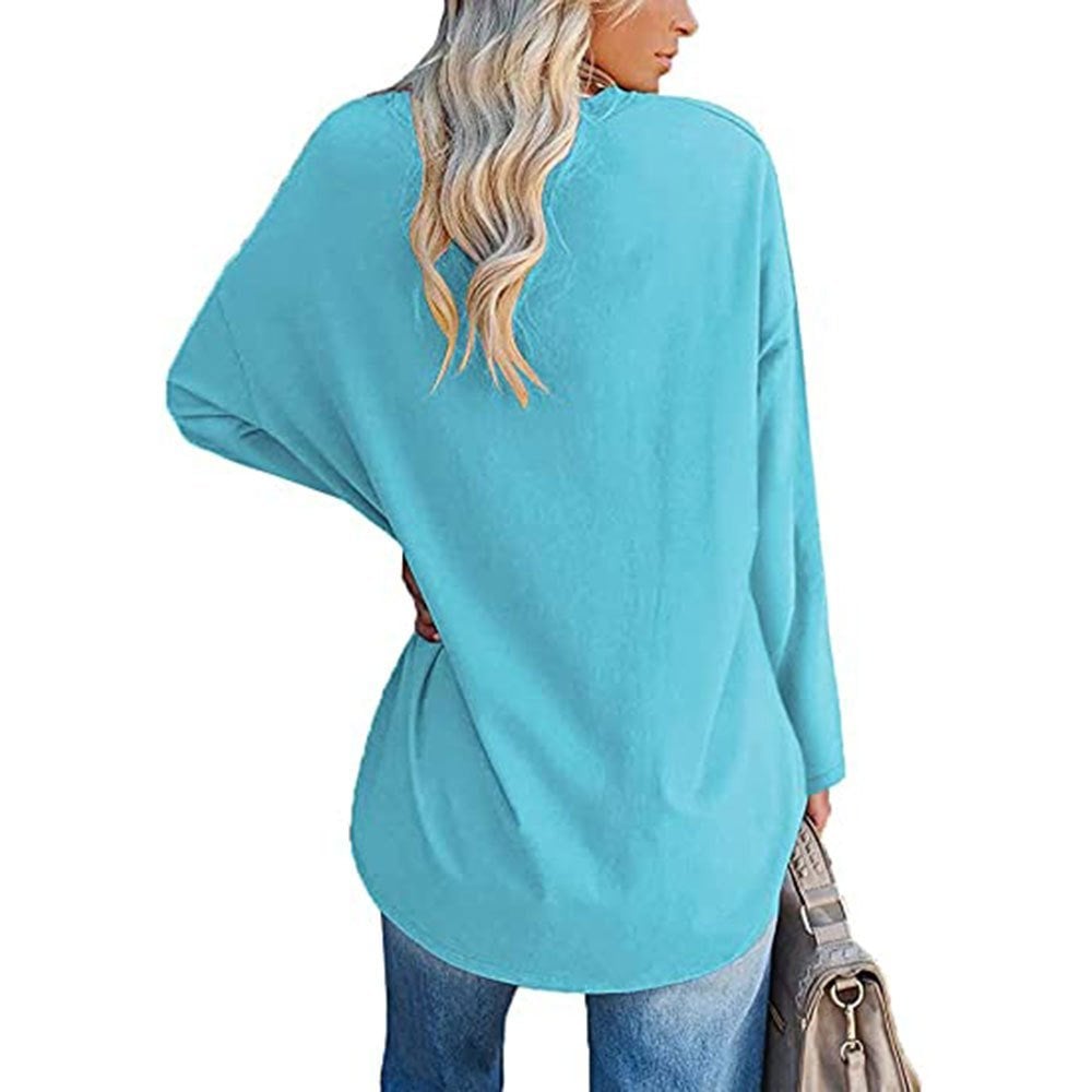 Women's Loose Long Sleeve Fashion V-neck Top