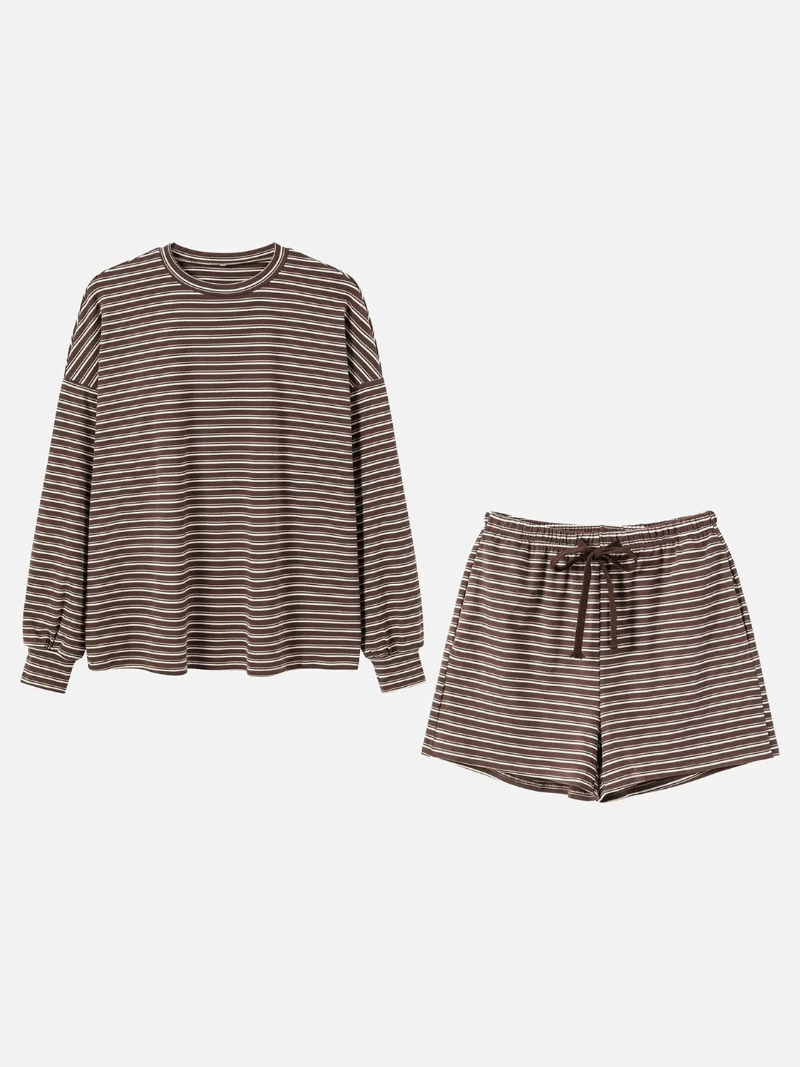 Striped 2‑Piece Outfit & Oversized Long‑Sleeve Top & Pocket Shorts