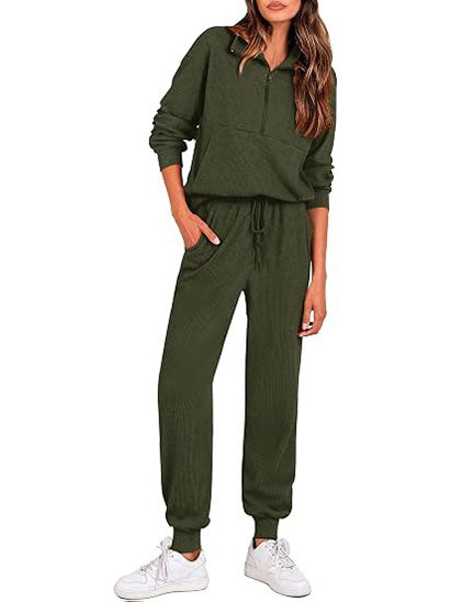 🎀Women's Ribbed Half Zip Lounge Two Piece Set