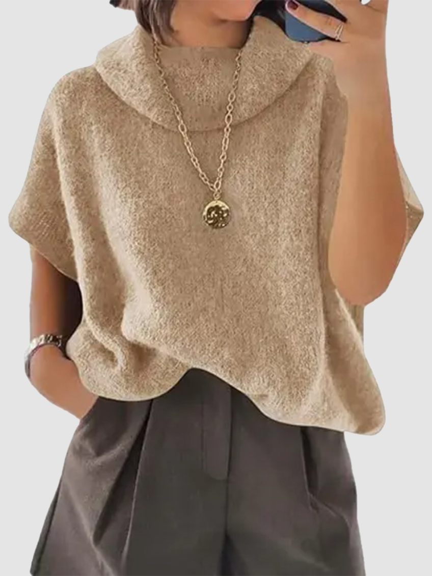 Hot Sale-Women's Turtleneck Cropped Bat Sleeve Knit Top