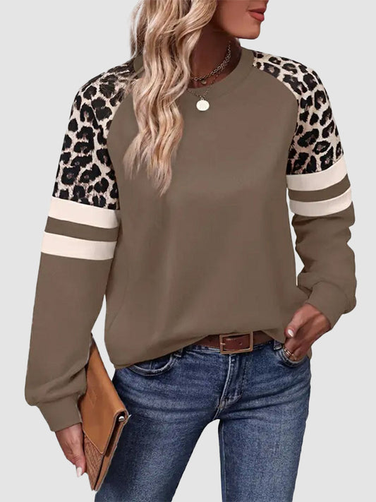 Women Y2K Leopard Sleeve Splicing Top