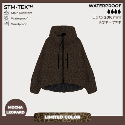 ⏰Hot Sale-Women's Oversized Pleated Hem Rain Jacket With Hooded