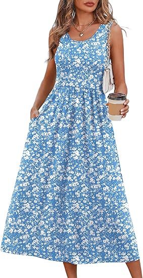 ⏰Hot Sale-Women's Sleeveless Printed Flowy Dress With Pockets