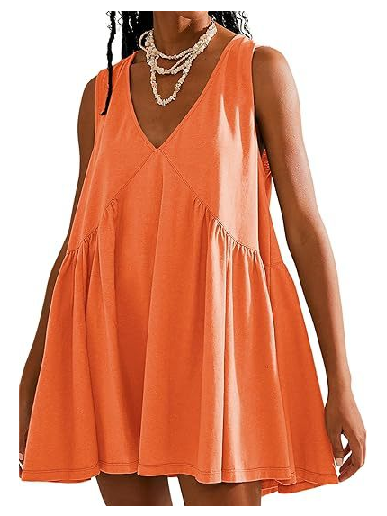V Neck Babydoll A Line Fall Dress With Pockets