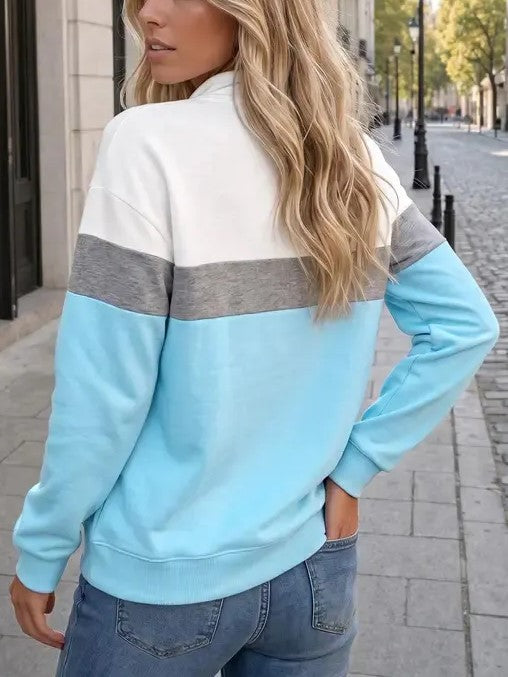 Women's Color Block Quarter Zip Sweatshirt