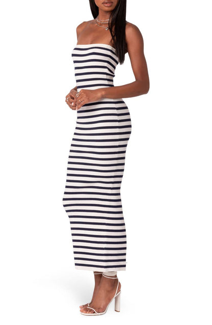 Stripe Strapless Maxi Dress(Buy 2 Free Shipping)