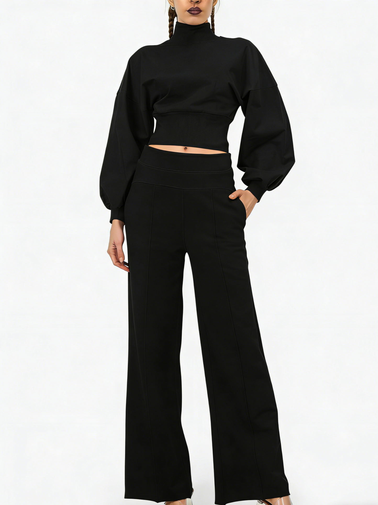 Women's 2-Piece Turtleneck Workout Set