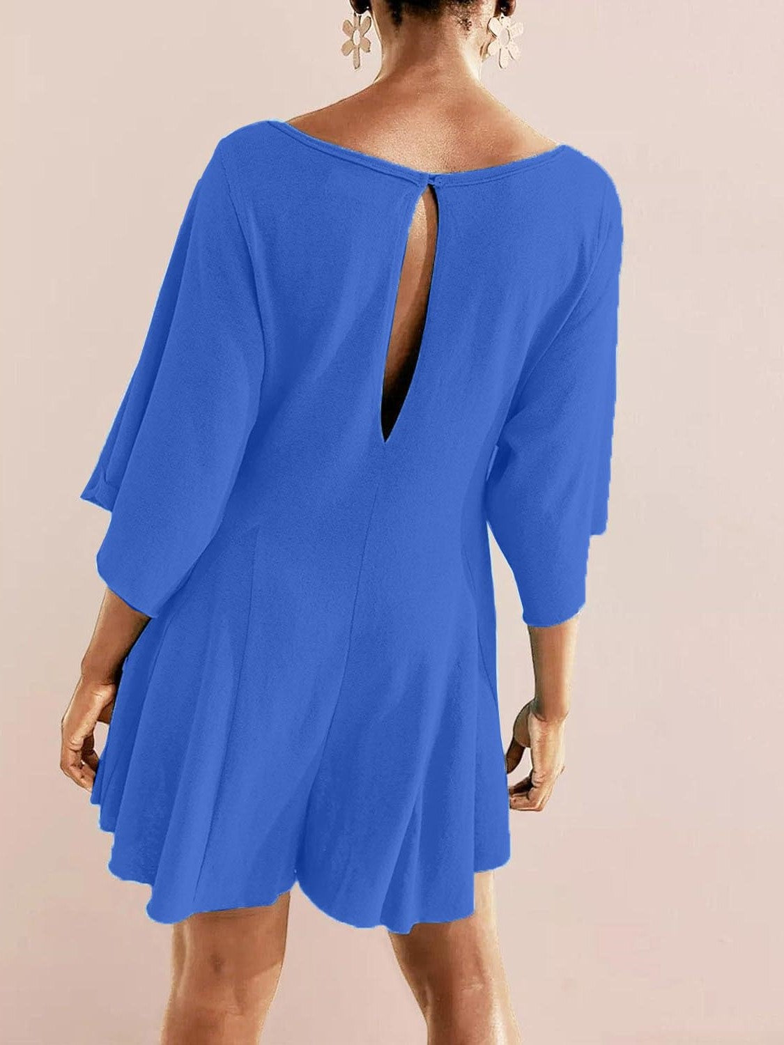 ⏰Hot Sale-Women's Short Sleeve Loose Ruffled Short Romper Dress with Pocket