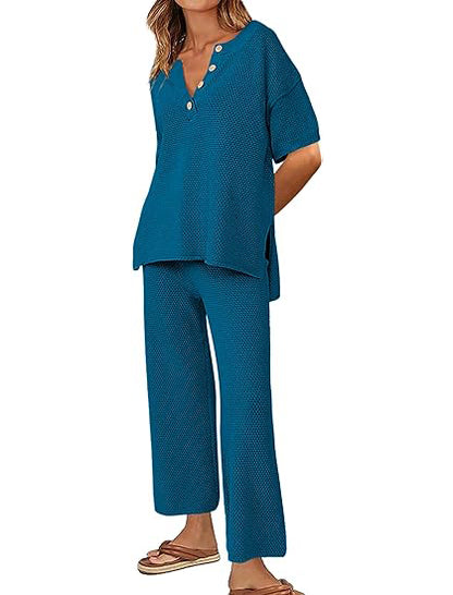 💥Women Knit Top Wide Leg Long Pants Set