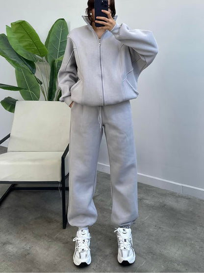 Women's 2 Piece Sets Zipper Outfits Casual Long Sleeve  Sweatsuits Sets