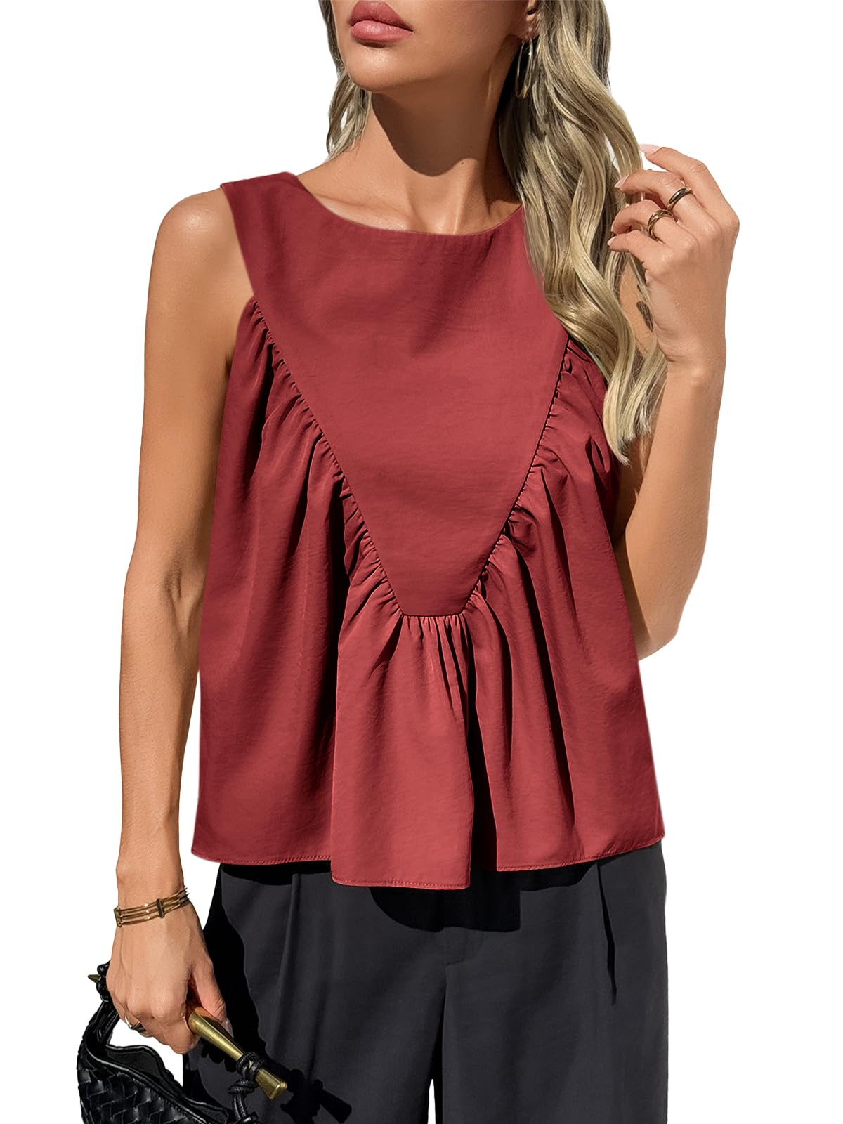 ✨Womens Peplum Babydoll Tank Tops Summer Sleeveless Loose T Shirts