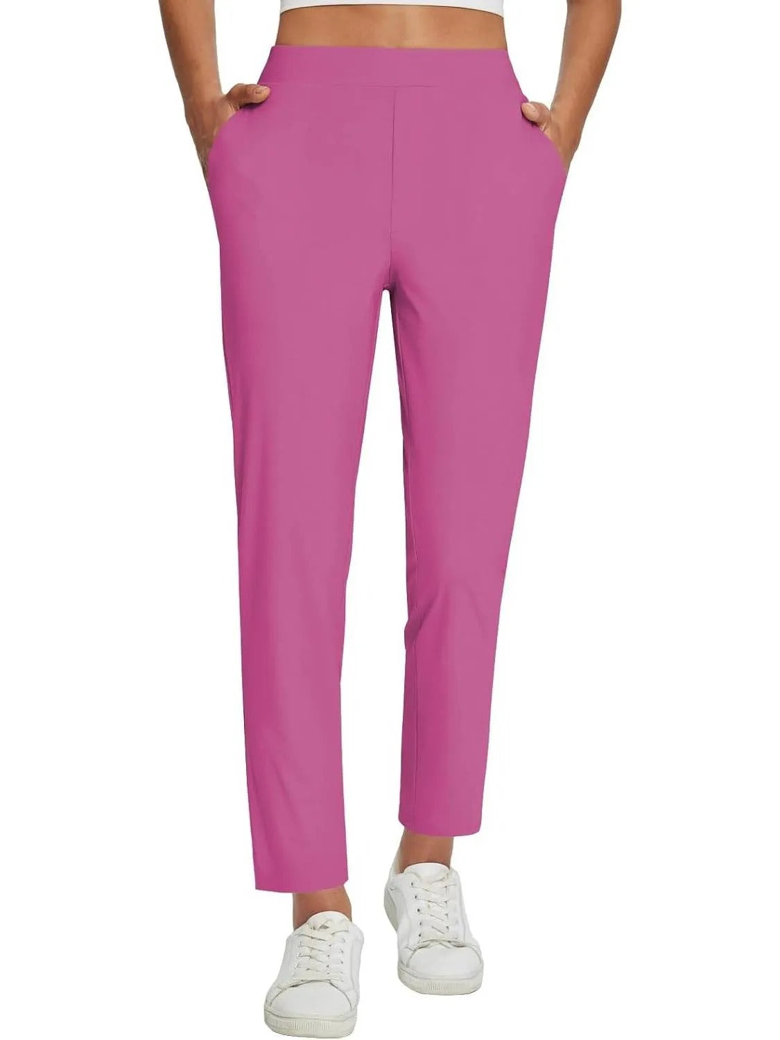 Women's Travel Pants Lightweight Anklle Dresss Pants With Zipper Pockets Summer UPF50