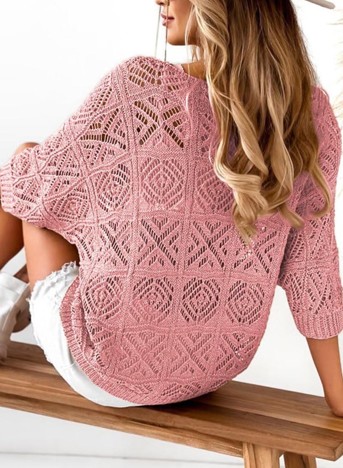 Limited time sale🔥Women's Crochet Hollow Out Pullover Off Shoulder Top