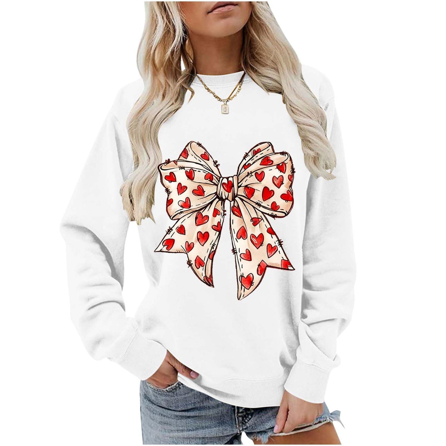 Valentines Day Heart Bow Sweatshirt