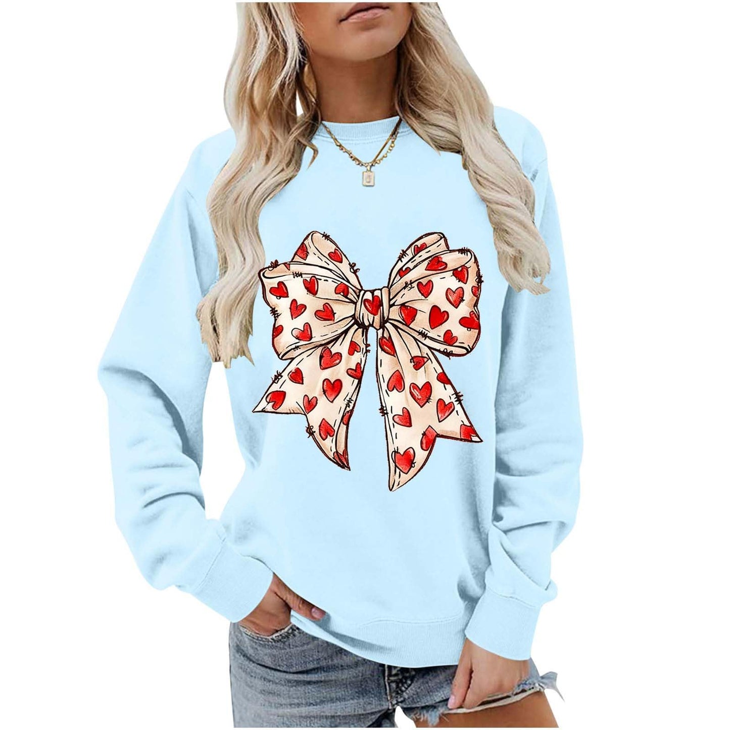 Valentines Day Heart Bow Sweatshirt