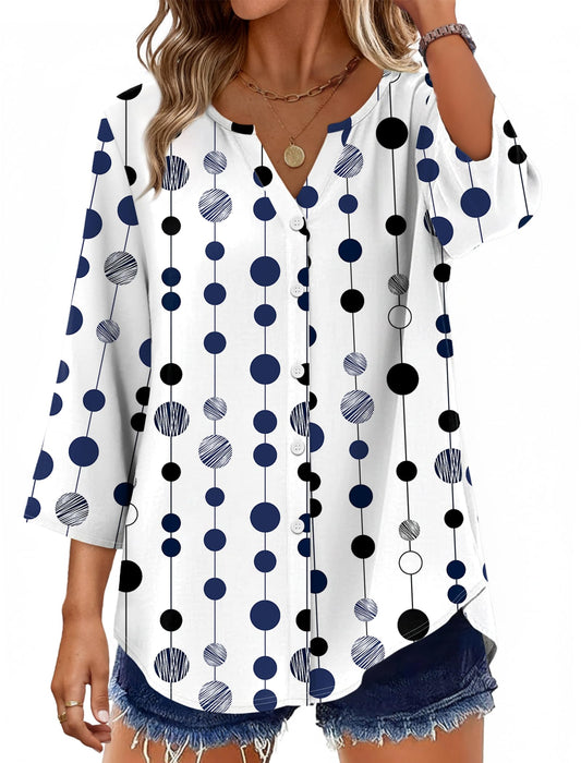 Women's Cotton 3/4 Sleeve Button Down Gingham Shirts