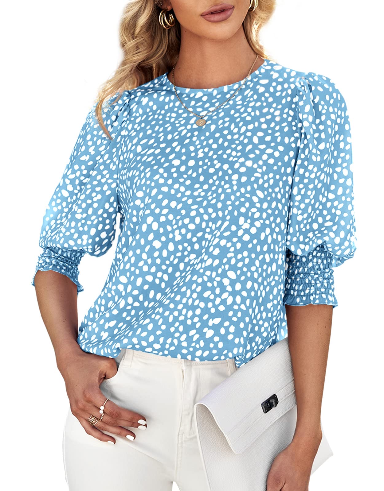 Women's Polka Dot Three-quarter Sleeve T-Shirt Top