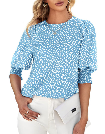 Women's Polka Dot Three-quarter Sleeve T-Shirt Top