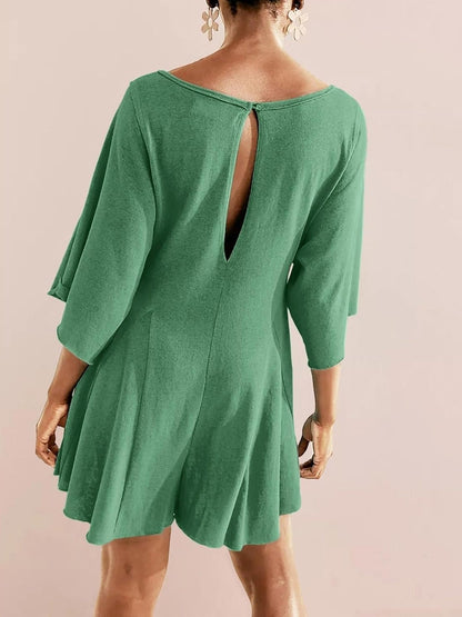 ⏰Hot Sale-Women's Short Sleeve Loose Ruffled Short Romper Dress with Pocket