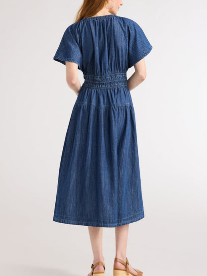 💃Women's Denim Lightweight Tiered Midi Dress (Buy 2 Free Shipping)