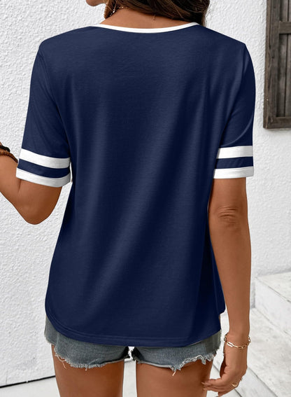 ⏰Hot Sale-Women's Casual Colorblock V-neck T-Shirt