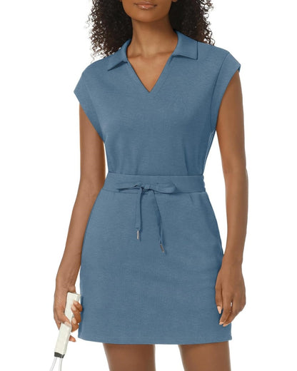 ✨Women's Casual Sports Cap Sleeve Lapel Shirt Skirt Two-Piece Set