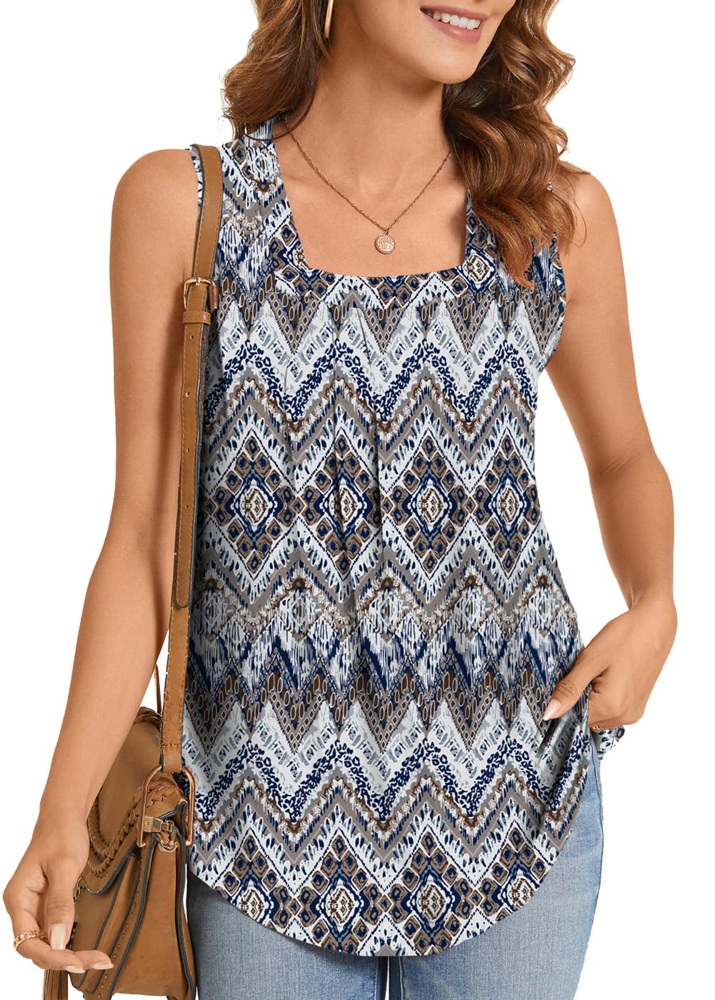 ⏰Hot Sale-Women's Summer Printed Pleated Sleeveless Tank Top