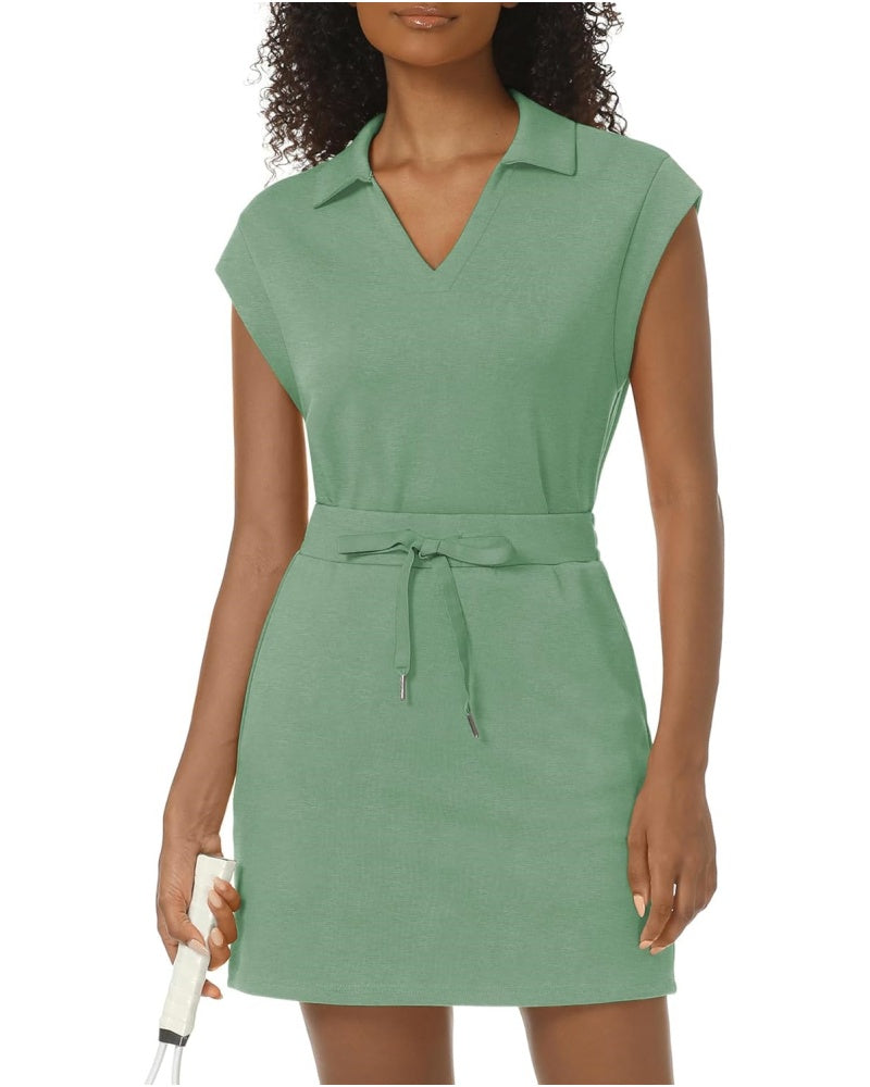 ✨Women's Casual Sports Cap Sleeve Lapel Shirt Skirt Two-Piece Set